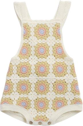 Rylee + Cru Citron Daisy Granny Square Romper in Ivory at Nordstrom, Size 18-24M