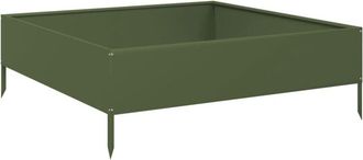 vidaXL Arriate De Acero Verde Oliva 100x100x33,5 Cm Vidaxl