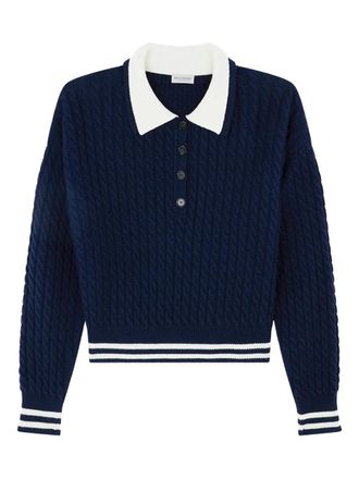 Paul & Shark Kabelgebreid poloshirt - Blauw