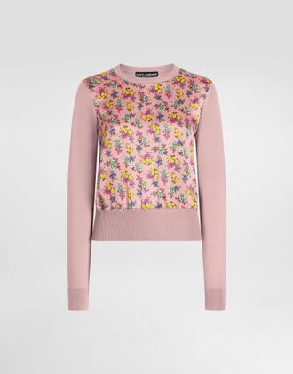 Dolce & Gabbana Small Floral-print Silk Satin Pullover - Woman Sweaters And Cardigans Multicolor 44
