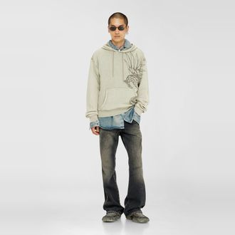Diesel Hoodie in textured cotton mesh - Sweaters - Man - Beige