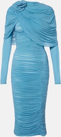 Magda Butrym Abito midi con ruches e applicazioni floreali