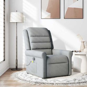 vidaXL Sill&oacute;n Reclinable De Masaje De Tela Gris Claro Vidaxl