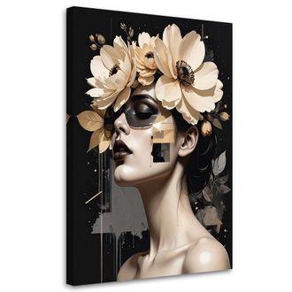 Feeby Impresi&oacute;n De Imagen Retrato Femenino Con Corona Floral En Estilo Glamour 80x120