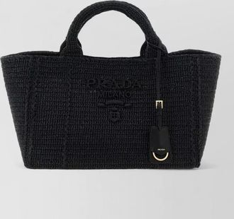 Prada crochet raffia effect rectangular shopping bag