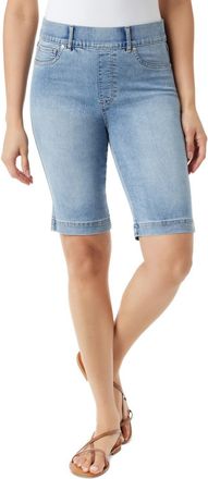 Gloria Vanderbilt Bermuda Shorts Womens Blue Denim Cotton High Rise FTS1071