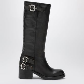 Chlo&eacute; Dakota knee-high biker boots in black leather
