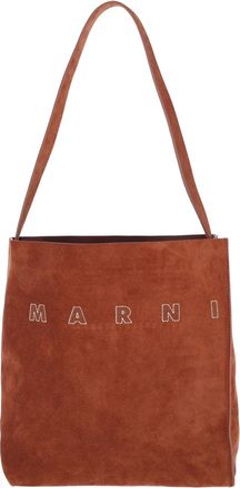 Marni Suede Tote Bag with Embroidered Logo