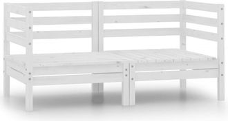 vidaXL Sof&aacute;s De Esquina De Jard&iacute;n 2 Uds Blanco Madera Maciza De Pino Vidaxl