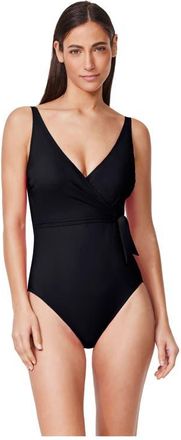 Gottex Tutti Frutti Surplice One Piece in Black at Nordstrom, Size 12