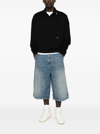 Rhude Long-Sleeve Knit Polo Sweater - Blue
