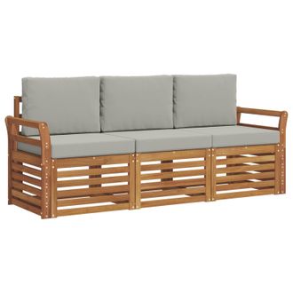 vidaXL Juegos De Sof&aacute;s Con Coj&iacute;n 3 Pcs Gris Natural Y Claro Vidaxl