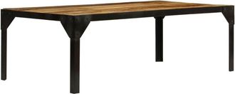vidaXL Vidaxl - Mesa de centro de madera maciza de mango rugosa y acero 110 cm