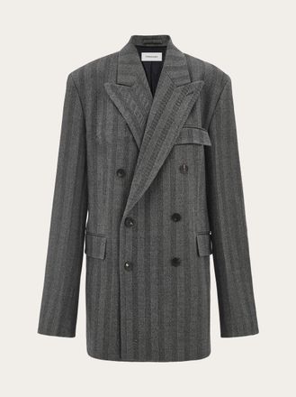 Ferragamo Men Double breasted chevron blazer Black