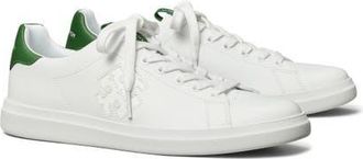 Tory Burch Double T Howell Court Sneaker in White /Arugula Green at Nordstrom, Size 10.5