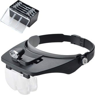 OEM Una Lupa Montada En La Cabeza Con Dos Luces Led Y Una Lupa Manos Libres Para Auriculares Con Cuatro Lentes Desmontables, Adecuada Para Leer, Reparar A