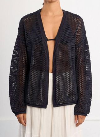 Lili Sidonio x Molly Bracken Womens Open Knit Cardigan In Navy Blue