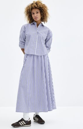 Contemporaine Womens Striped lightweight poplin maxi skirt