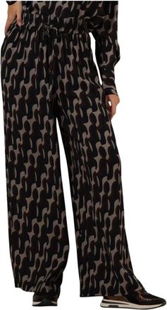 Notre-V Wijde Pijpen Zwarte Broek - Dames - Wijde Broeken - Zwart - M - Broeken