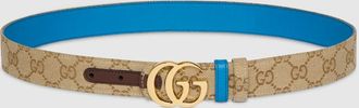 Gucci Reversible GG Marmont Belt, Beige, GG Canvas