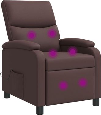 vidaXL Silla De Masajes Reclinable Marr&oacute;n Cuero Sint&eacute;tico Vidaxl