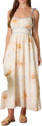 Blu Pepper Watercolor Floral Tie Strap Midi Dress In Dusty Mint Multi