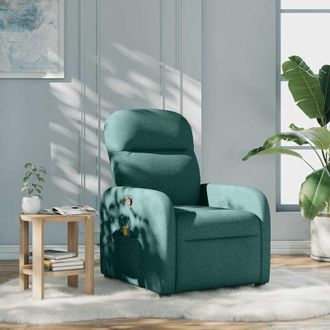 vidaXL Sill&oacute;n De Masaje Reclinable De Tela Verde Oscuro Vidaxl