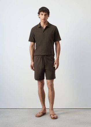 Mango Polo misto cotone texture marrone - Uomo - XXL - MANGO MAN