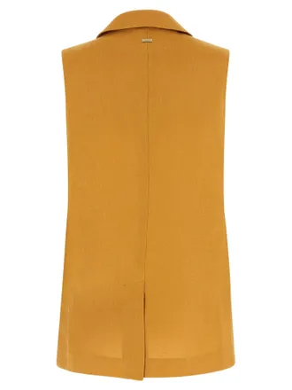 Herno Linen Double-Breasted Vest - Gold