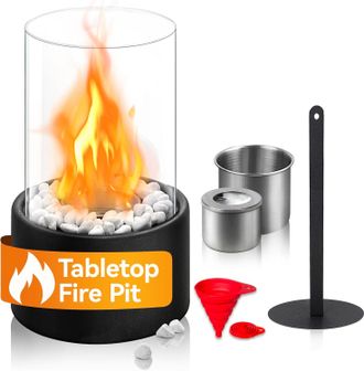OEM Chimenea De Etanol De Sobremesa, 16,5 X 16,5 X 27,5 Cm, Negra