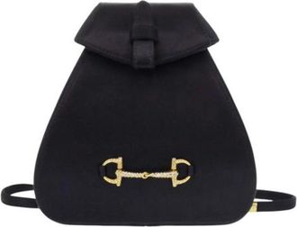 Gucci Pre-owned Satin Rugzak - Dames - Vintage Rugzakken - Zwart - ONE Size - Satijn - Vintage