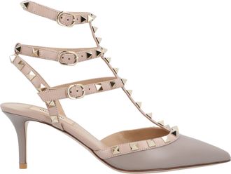 Valentino Garavani Womens Rockstud pointed-toe pumps - Grey Leather - Size 36.5 EU/IT