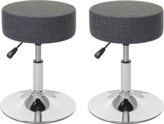Hhg Lote De 2 Taburetes Hhg 189, Taburete De Asiento Taburete De Maquillaje, Altura Regulable &Oslash; 35cm, Textil, Gris
