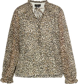 Faina Blouse met leo-print Dames Lichtbeige veelkleurig