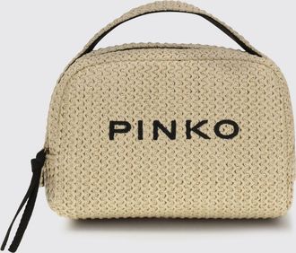 Pinko Borsa in rafia con logo ricamato