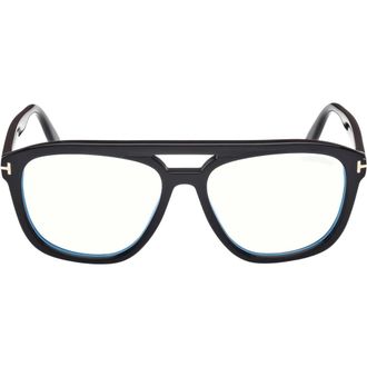 Tom Ford Glasses, unisex, Black, Size: 56 MM Rectangular Double Bridge Eyeglasses