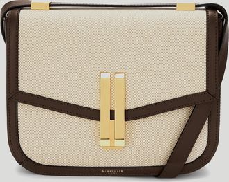 DeMellier The Vancouver in Salt & Pepper Canvas Mocha Smooth Leather Crossbody bag