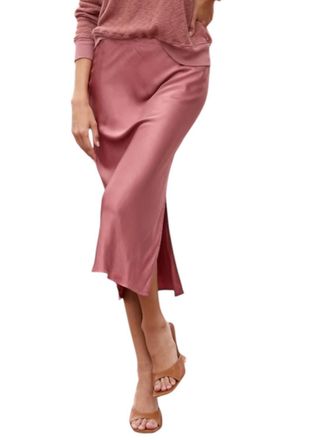 La Made Dorit Silky Slip Skirt In Rose Gold