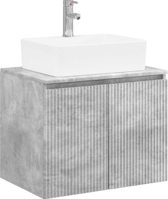 vidaXL Juego De Muebles De Ba&ntilde;o Gris Hormig&oacute;n Madera De Ingenier&iacute;a Vidaxl