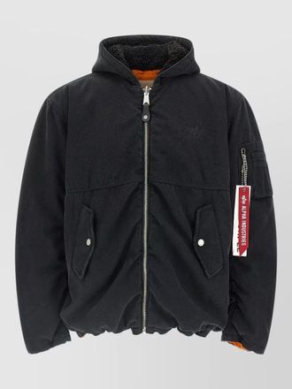Purple alpha industries reversible hooded bomber jacket