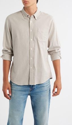 Rails Vance Stripe Cotton Blend Button-Down Shirt in Cedar Oat Stripe at Nordstrom, Size Xx-Large