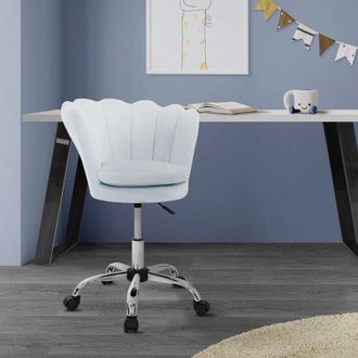 ML Design ML-Design Sedia da Ufficio in Velluto Blu Chiaro Struttura in Metallo Sedia da Sala Pranzo Imbottita con Schienale Regolabile in Altezza Sedia