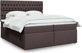 vidaXL Vidaxl - Cama Box Spring Con Colch&oacute;n Tela Marr&oacute;n Oscuro 200x200 Cm