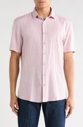 Soul of London Short Sleeve Sport Shirt in Raspberry/Framboise at Nordstrom Rack, Size Xx-Large