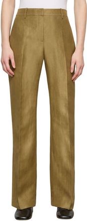 Lafayette 148 New York Gates Floral Linen Blend Pants in Khaki Green at Nordstrom, Size 10