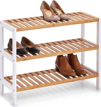 ZELLER Estanter&iacute;a Para Zapatos Marr&oacute;n Bamb&uacute; 3 Niveles