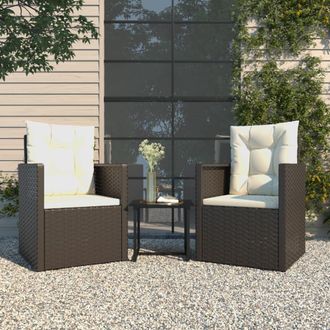 vidaXL Muebles De Jard&iacute;n Con Cojines 3 Piezas Rat&aacute;n Sint&eacute;tico Negro Vidaxl