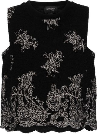 Giambattista Valli floral-embroidered tank top - women - Virgin Wool/Cotton/Polyester/Viscose/Polyamide/Silk - 40 - Black