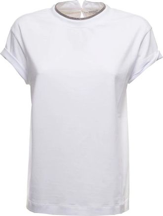 Brunello Cucinelli T-Shirts - Dames - T-shirts - Wit - L - Katoen - Tops