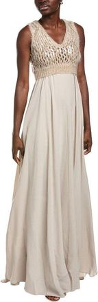 Brunello Cucinelli Beige Wool Blend Maxi Dress, Size Small